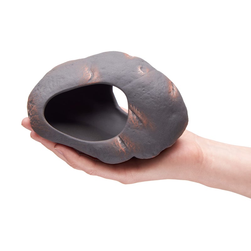 Plecoceramics زخرفة حجرية من بلاسيكوسيراميك - كهف حوض السمك للسيكلد، بيتا، والأسماك الصغيرة - ديكور مخبأ حوض السمك - منزل حجري للاختباء لأسماك البيتا (حجر ماجما كبير) - Image 2